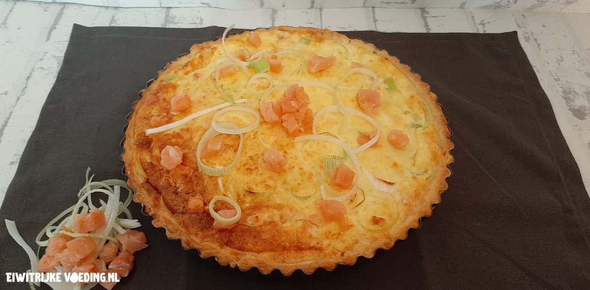 quiche met zalm en prei